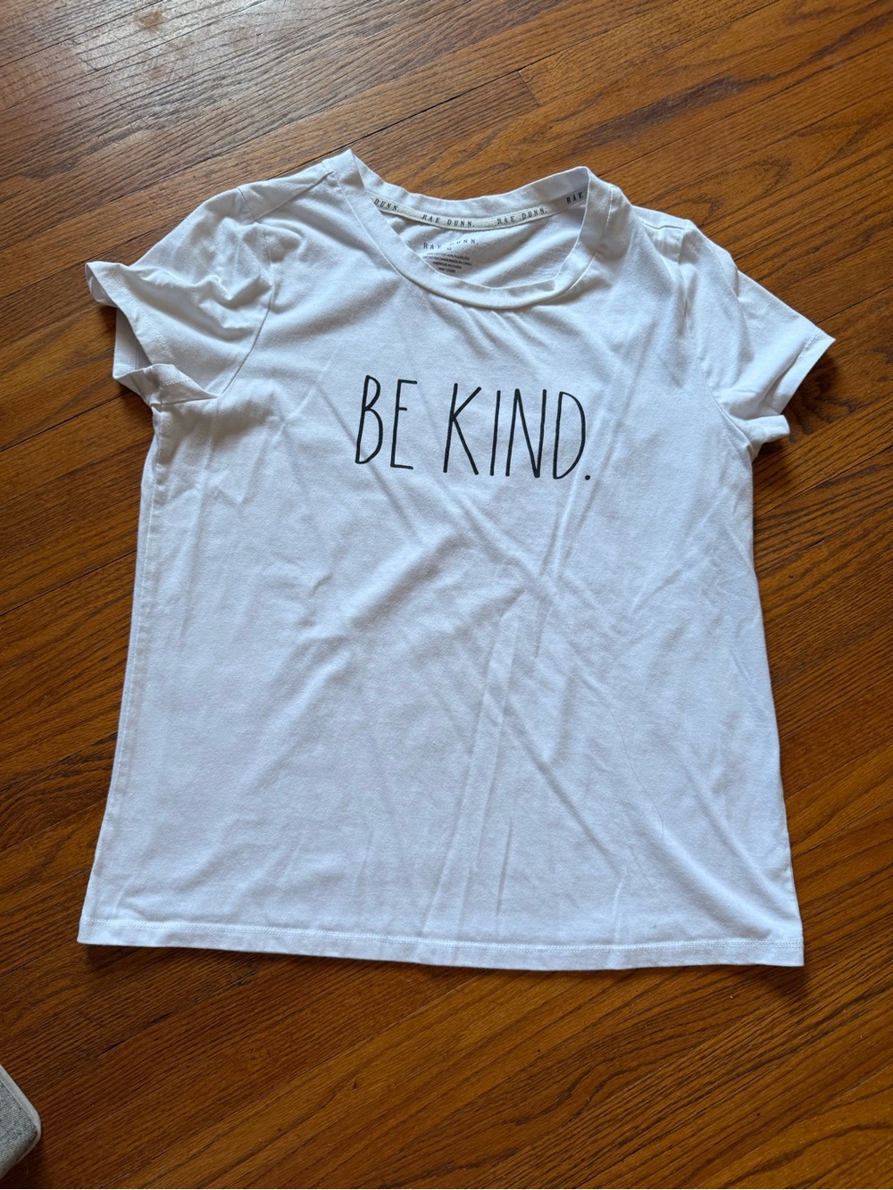 Rae Dunn White Tee with Black "BE KIND." Graphic - Size Medium